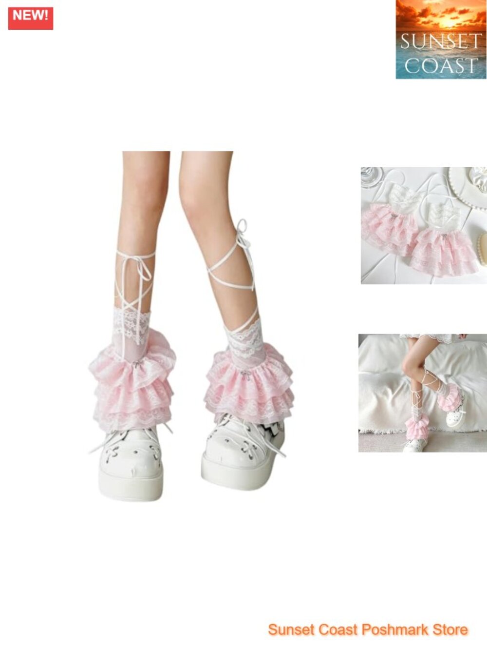 Kawaii Ruffled Lace Leg Warmers Lolita Y2K Boot Sleeves One Size